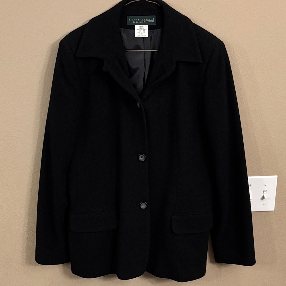 Women’s Harvé Benard Size 12 Black Wool Blend Coat